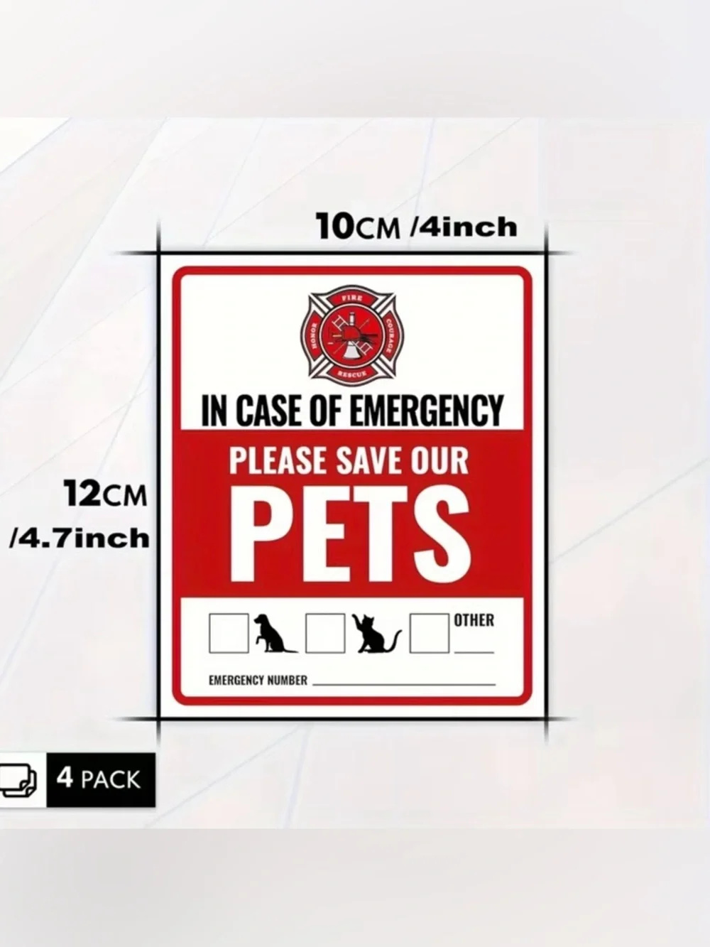 Please Save Our Pets Emergency Sign - Red & White